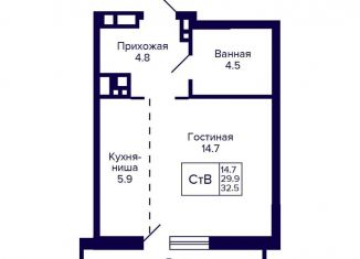 Продается 1-комнатная квартира, 32.5 м2, Новосибирск, улица Коминтерна, 1с, метро Золотая Нива