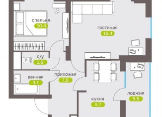 Продаю двухкомнатную квартиру, 54.5 м2, Ставрополь, улица 45-я Параллель, 50к1, Промышленный район