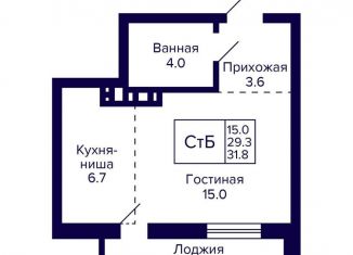 Продам квартиру студию, 31.8 м2, Новосибирск, улица Фрунзе, с1, метро Берёзовая роща