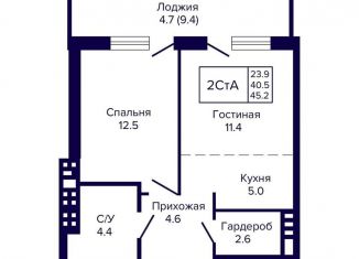 Продается 2-комнатная квартира, 45.2 м2, Новосибирск, Заельцовский район, улица Ляпидевского, 5