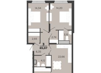 Продам 3-комнатную квартиру, 85.1 м2, Рязань, ЖК Метропарк