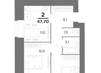 2-комнатная квартира на продажу, 47.7 м2, Рязань