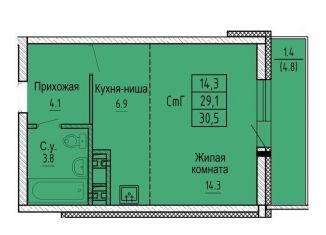 Продам квартиру студию, 30.5 м2, Новосибирск, улица Бородина, 54, метро Площадь Маркса