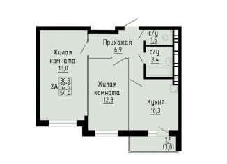 Продается 2-ком. квартира, 54 м2, Новосибирск, ЖК Матрёшкин Двор, улица Петухова, 162