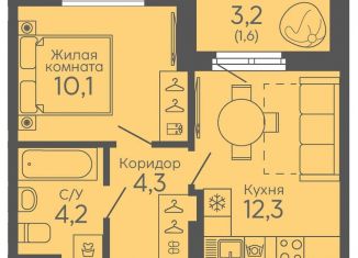 1-комнатная квартира на продажу, 32.5 м2, Екатеринбург, метро Ботаническая, Новосинарский бульвар, 6