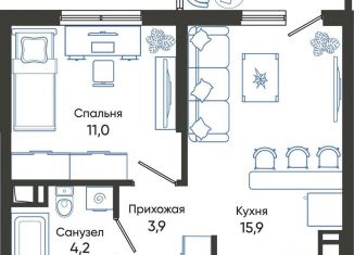 Продажа однокомнатной квартиры, 36.1 м2, Новороссийск