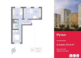 Продам 2-комнатную квартиру, 51.4 м2, Санкт-Петербург