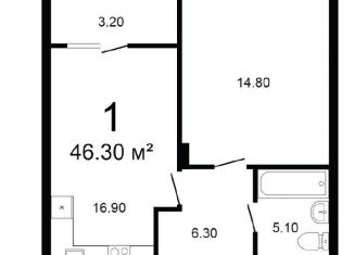 1-комнатная квартира на продажу, 46.2 м2, Нижегородская область, улица Сергея Тюленина, 20А