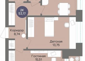 Продаю двухкомнатную квартиру, 53.2 м2, Новосибирская область, Рубиновая улица, 13