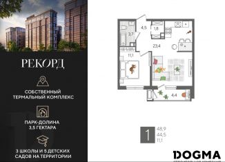 Однокомнатная квартира на продажу, 48.9 м2, Краснодар, микрорайон Черемушки