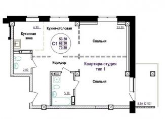 Квартира на продажу студия, 71 м2, Томск, улица Розы Люксембург, 96, Ленинский район