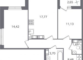 Продаю двухкомнатную квартиру, 59.5 м2, Санкт-Петербург, муниципальный округ Финляндский