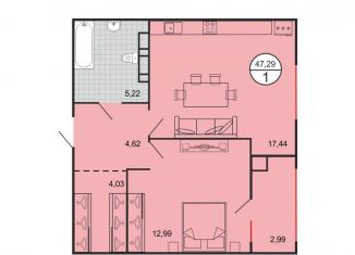 Продам 1-комнатную квартиру, 47.3 м2, Ставрополь