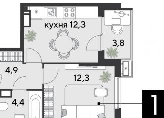 Продажа 1-ком. квартиры, 37.7 м2, Краснодар, Прикубанский округ