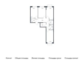 3-ком. квартира на продажу, 77.8 м2, Московская область, жилой комплекс Томилино Парк, к6.3