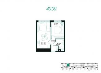 Продам 1-комнатную квартиру, 40.1 м2, Тульская область
