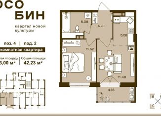 Продам двухкомнатную квартиру, 42.2 м2, Брянск