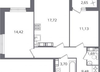 Продажа 2-комнатной квартиры, 59.5 м2, Санкт-Петербург, метро Площадь Мужества