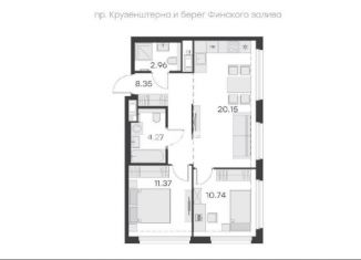 Продам двухкомнатную квартиру, 57.7 м2, Санкт-Петербург