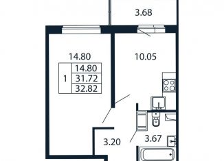 Продажа 1-комнатной квартиры, 35.4 м2, Мурино
