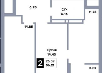 Продается 2-комнатная квартира, 40.6 м2, Самара, Кировский район