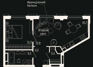 Продажа 2-комнатной квартиры, 45.4 м2, Тюменская область, улица Щербакова, 2к3
