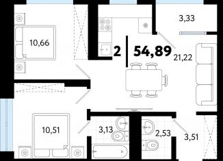 Продажа 2-комнатной квартиры, 54.9 м2, Тюмень