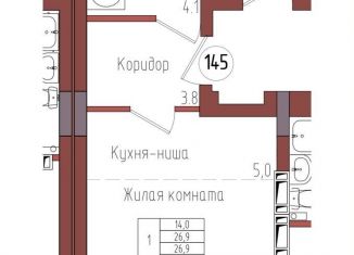 Продается однокомнатная квартира, 26.9 м2, Калининград