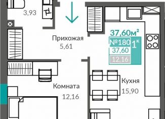 Продажа 1-ком. квартиры, 37.6 м2, Симферополь, Киевский район