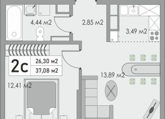 Продажа 2-комнатной квартиры, 37.1 м2, Оренбург, жилой комплекс Металлист, 7, Центральный район
