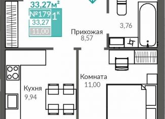 Продается однокомнатная квартира, 33.3 м2, Крым