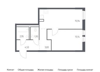 1-комнатная квартира на продажу, 42.3 м2, Ленинградская область