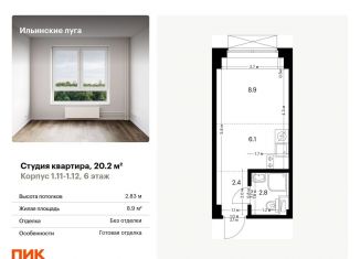 Квартира на продажу студия, 20.2 м2, посёлок Ильинское-Усово, Заповедная улица, 9