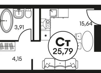 Продается квартира студия, 26 м2, Ростовская область