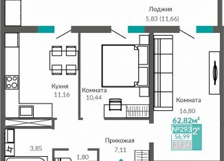 Продаю 2-комнатную квартиру, 57 м2, Крым