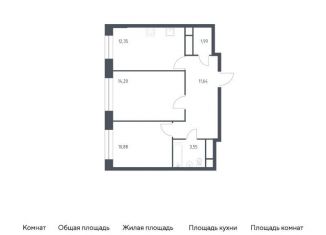 2-комнатная квартира на продажу, 54.6 м2, Московская область, жилой квартал Новоград Павлино, к8