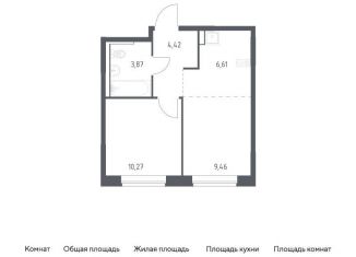 1-комнатная квартира на продажу, 34.6 м2, поселение Филимонковское, жилой комплекс Квартал Марьино, к4