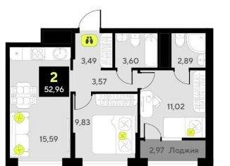 Продается двухкомнатная квартира, 53 м2, Тюменская область