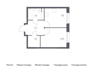 Продается 1-комнатная квартира, 33.6 м2, деревня Столбово, жилой комплекс Эко Бунино, 14.2