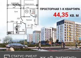 Продажа 1-ком. квартиры, 44.4 м2, Крым