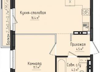 Продается 1-комнатная квартира, 36.4 м2, село Первомайский, жилой комплекс Город Оружейников, 23