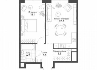 Продажа 1-ком. квартиры, 48.9 м2, Москва, метро Рижская, Октябрьская улица, 103