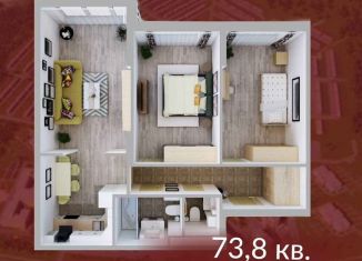 Продается трехкомнатная квартира, 73.8 м2, Кемерово, Солнечный бульвар, 22, ЖК Солнечный Бульвар