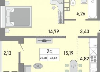 Двухкомнатная квартира на продажу, 44.6 м2, Оренбургская область, улица Юркина, 2Б