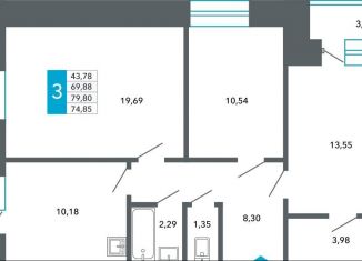 Продам 3-ком. квартиру, 74.9 м2, Чита, Нерчинско-Заводская улица, 6/8