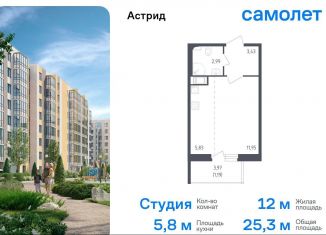 Продажа квартиры студии, 25.3 м2, Колпино, проспект Ленина, 60, ЖК Астрид