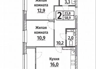 Продажа 2-ком. квартиры, 58.9 м2, Чебоксары, ЖК Олимп, улица Энергетиков, поз6