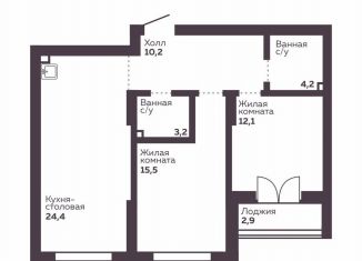 Продается двухкомнатная квартира, 69.5 м2, Екатеринбург, Орджоникидзевский район