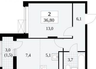 Продажа 2-комнатной квартиры, 36.8 м2, Москва, жилой комплекс Прокшино, 6к3
