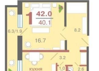 Продам 1-комнатную квартиру, 42 м2, Красноярск, ЖК Апрелевка